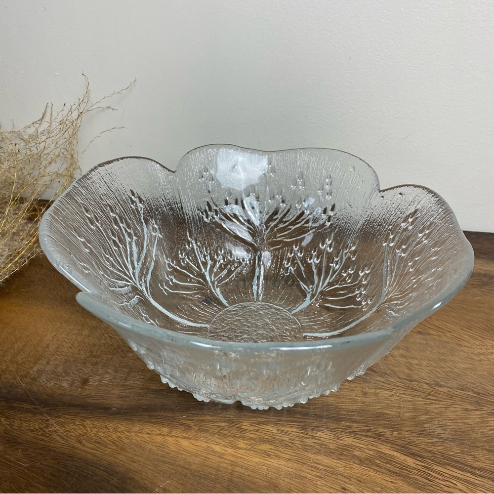 Dansk Floriform Glass Cow Parsley Salad Serving Bowl, Mantasala Finland
